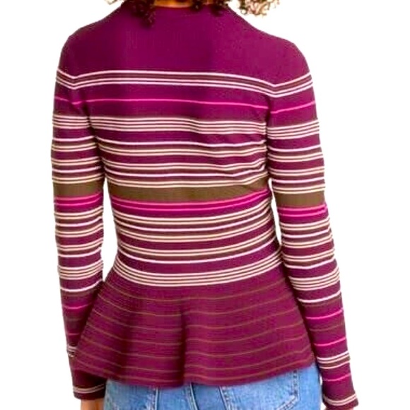 NWT TED BAKER London Leytina Burg Gold Metallic Peplum Sweater 2 MSRP $189 - Picture 3 of 8